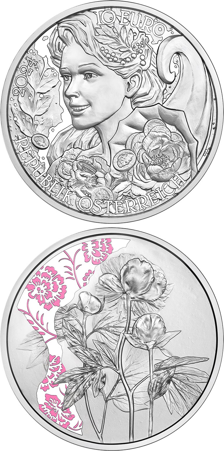 Image of 10 euro coin - The Peony | Austria 2024