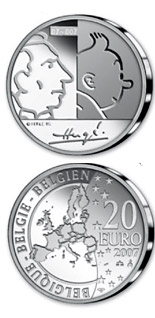 20 euro coin 100. birthday of Georges Remi (Hergé)  | Belgium 2007