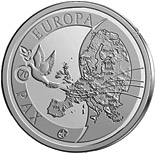 Image of 10 euro coin - 70 years of Peace in Europe | Belgium 2015.  The Silver coin is of Proof quality.