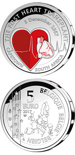 5 euro coin 50th Anniversary of the First Heart Transplant | Belgium 2017