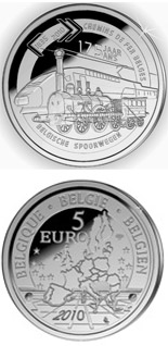 5 euro coin 175 years of Belgian railways  | Belgium 2010