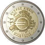 2 euro coin Ten years of Euro  | Cyprus 2012