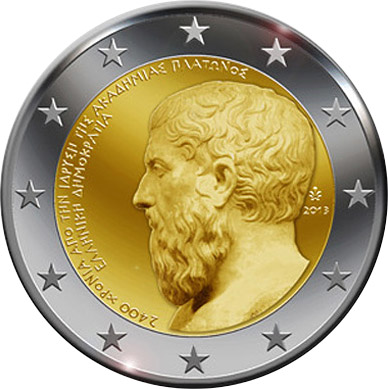 Image of 2 euro coin - The 2400th Anniversary of the founding of Plato’s Academy | Greece 2013