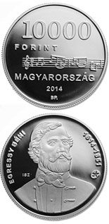 10000 forint coin 200th Anniversary of  Birth of BÉNI EGRESSY (1814-1851)  | Hungary 2014