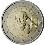2 euro coin 450th Anniversary of the birth of Galileo Galilei | Italy 2014