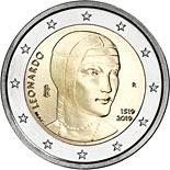 2 euro coin 500th Anniversary of the Death of Leonardo da Vinci | Italy 2019