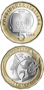 5 euro coin the Italian Presidency of the G20 | Italy 2020