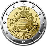 2 euro coin Ten years of Euro  | Malta 2012