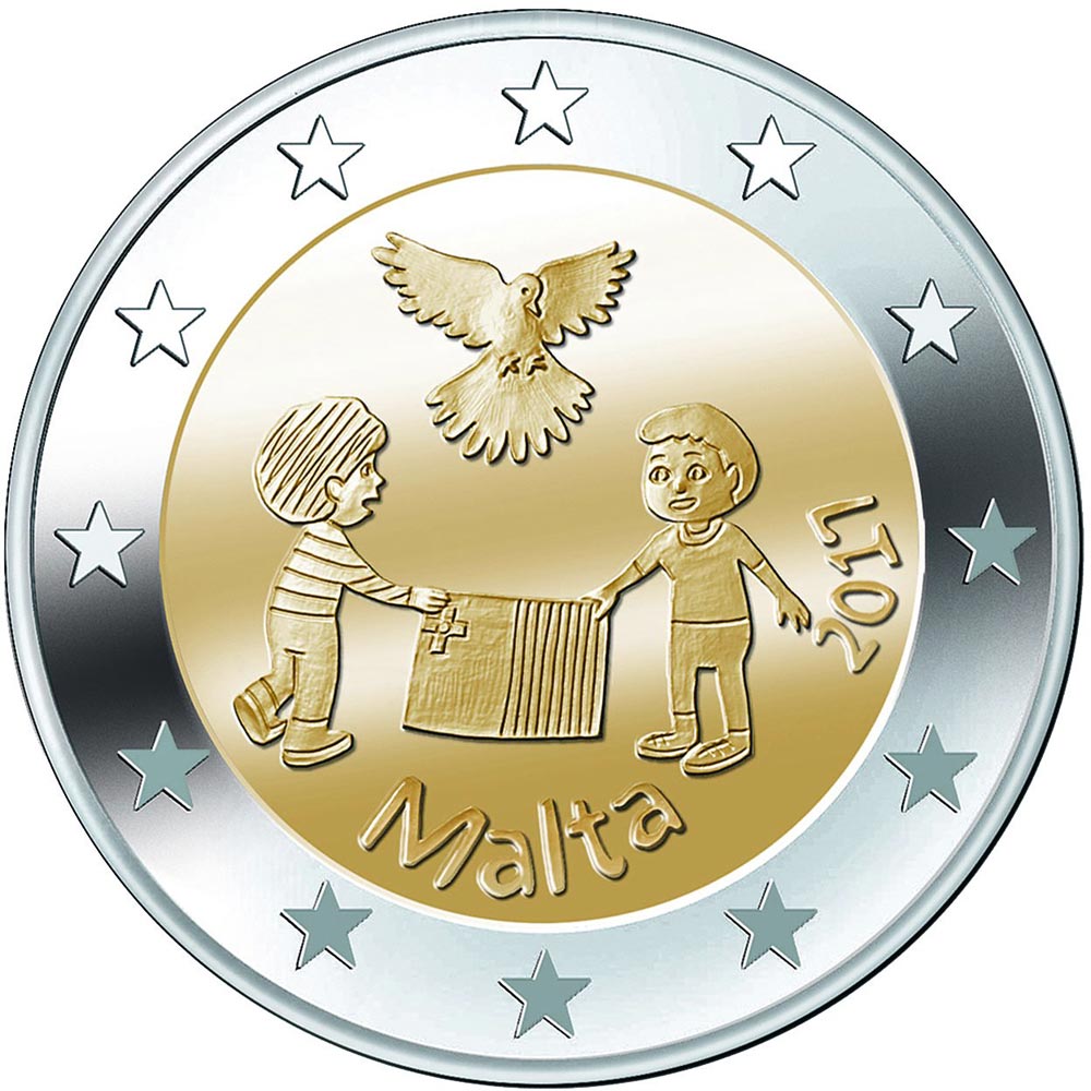 Image of 2 euro coin - Peace  | Malta 2017