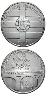 10 euro coin 20 years EU membership of Portugal and Spain  | Portugal 2006