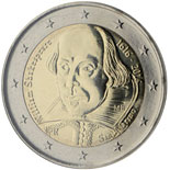 2 euro coin 400th Anniversary of the Death of William Shakespeare | San Marino 2016