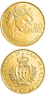 20 euro coin 70th anniversary of the European Council | San Marino 2019