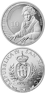 10 euro coin 250th Anniversary of the Birth of Ludwig van Beethoven | San Marino 2020