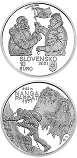 10 euro coin 50th anniversary of the first successful ascent of an eight-thousander (Nanga Parbat) by Slovak climbers | Slovakia 2021