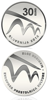 Image of 30 euro coin - European Capital of Culture - Maribor 2012  | Slovenia 2012.  The Silver coin is of Proof quality.