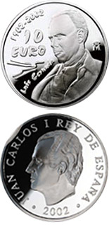 Image of 10 euro coin - Centenary of the birth of the poet Luis Cernuda | Spain 2002.  The Silver coin is of Proof quality.
