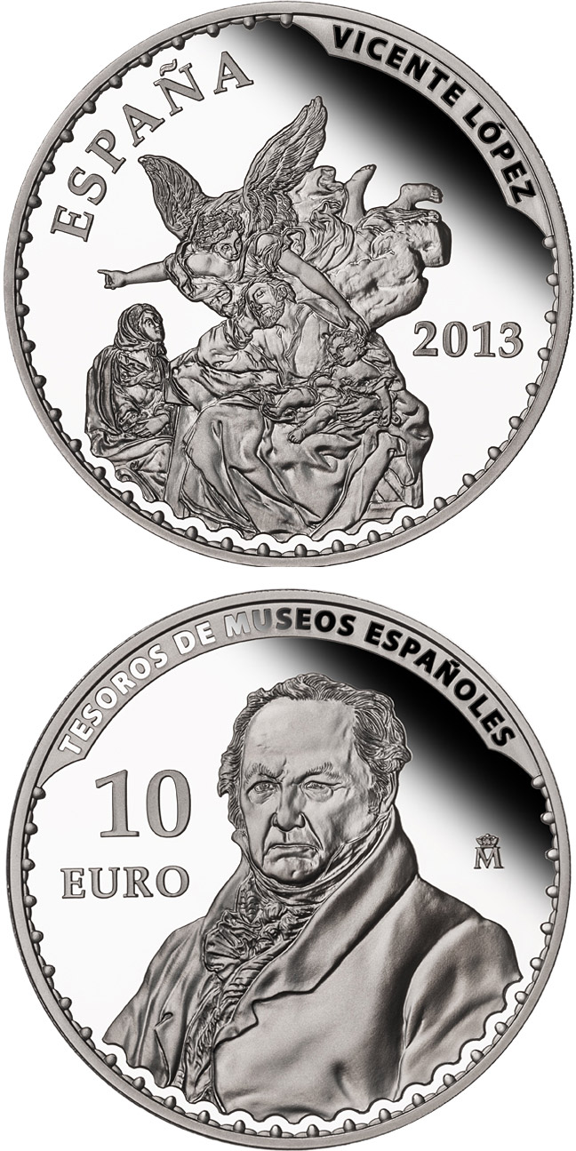 Image of 10 euro coin - Vicente López | Spain 2013.  The Silver coin is of Proof quality.