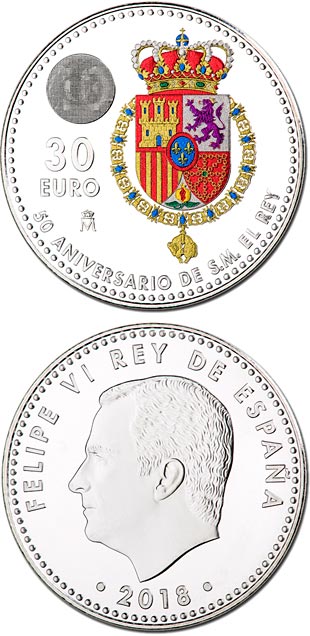 30 euro coin 50th Birthday of King Felipe VI | Spain 2018