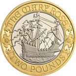 2 pound coin 500 years since the maiden voyage of Mary Rose  | United Kingdom 2011