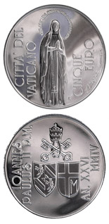 5 euro coin 150th Anniv. of the Proclamation of the  Dogma of the Immaculate Conception | Vatican City 2004
