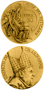 50 euro coin Masterpieces of Sculpture - Torso of Belvedere - The Pieta by Michelangelo  | Vatican City 2008