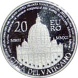 Image of 20 euro coin - Decennial of the Vatican Euro  | Vatican City 2012.  The Silver coin is of Proof quality.