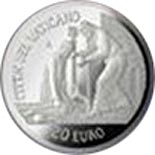 Image of 20 euro coin - Holy Year of Mercy | Vatican City 2016.  The Silver coin is of Proof quality.