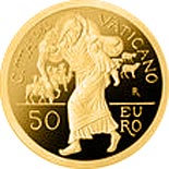 Image of 50 euro coin - Holy Year of Mercy | Vatican City 2016.  The Gold coin is of Proof quality.
