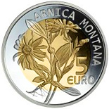 Image of 5 euro coin - Arnica Montana | Luxembourg 2010.  The Bimetal: silver, nordic gold coin is of Proof quality.