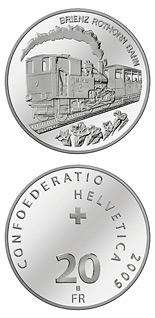 Image of 20 francs coin - Brienz-Rothorn Railway | Switzerland 2009.  The Silver coin is of Proof, BU quality.