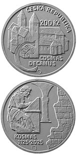 200 koruna coin 900th Anniversary of the Death of chronicler Cosmas | Czech Republic 2025