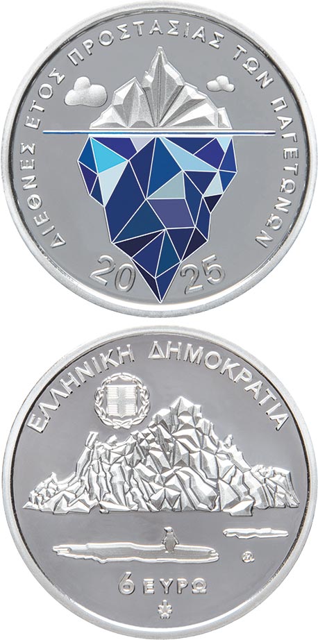 Image of 6 euro coin - International Year of Glaciers’ Preservation | Greece 2025. The Silver coin is of Proof quality. Image of 6 euro coin - International Year of Glaciers’ Preservation | Greece 2025. The Silver coin is of Proof quality.