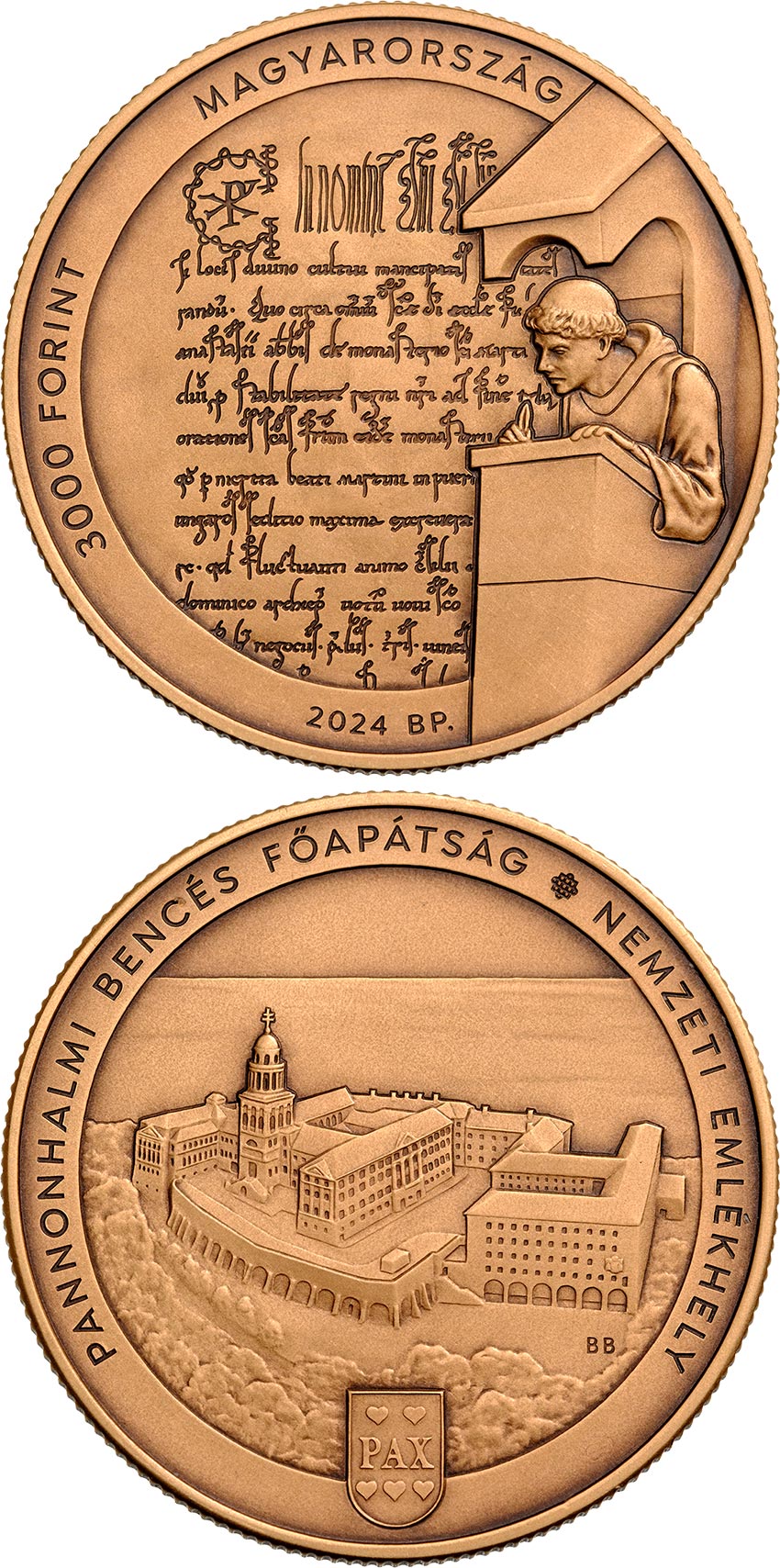 Image of 3000 forint coin - Benedictine Pannonhalma Archabbey | Hungary 2024