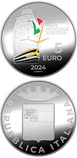 5 euro coin World Tour 2023 – 2025 of the Ship Amerigo Vespucci | Italy 2024