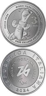 3 euro coin Paralympic Winter Games Milano Cortina 2026 | Italy 2024