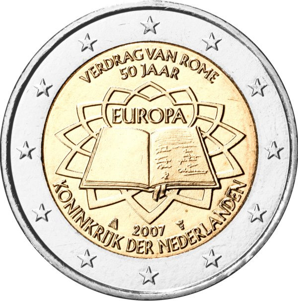 2 Euro Coin 50th Anniversary Of The Treaty Of Rome Netherlands 2007