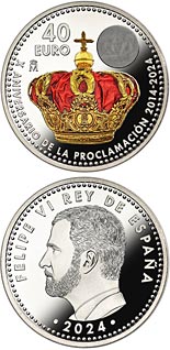 40 euro coin The Tenth Anniversary of King Felipe VI | Spain 2024