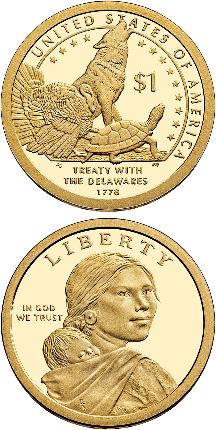 1 dollar coin - The Delaware Treaty (1778)